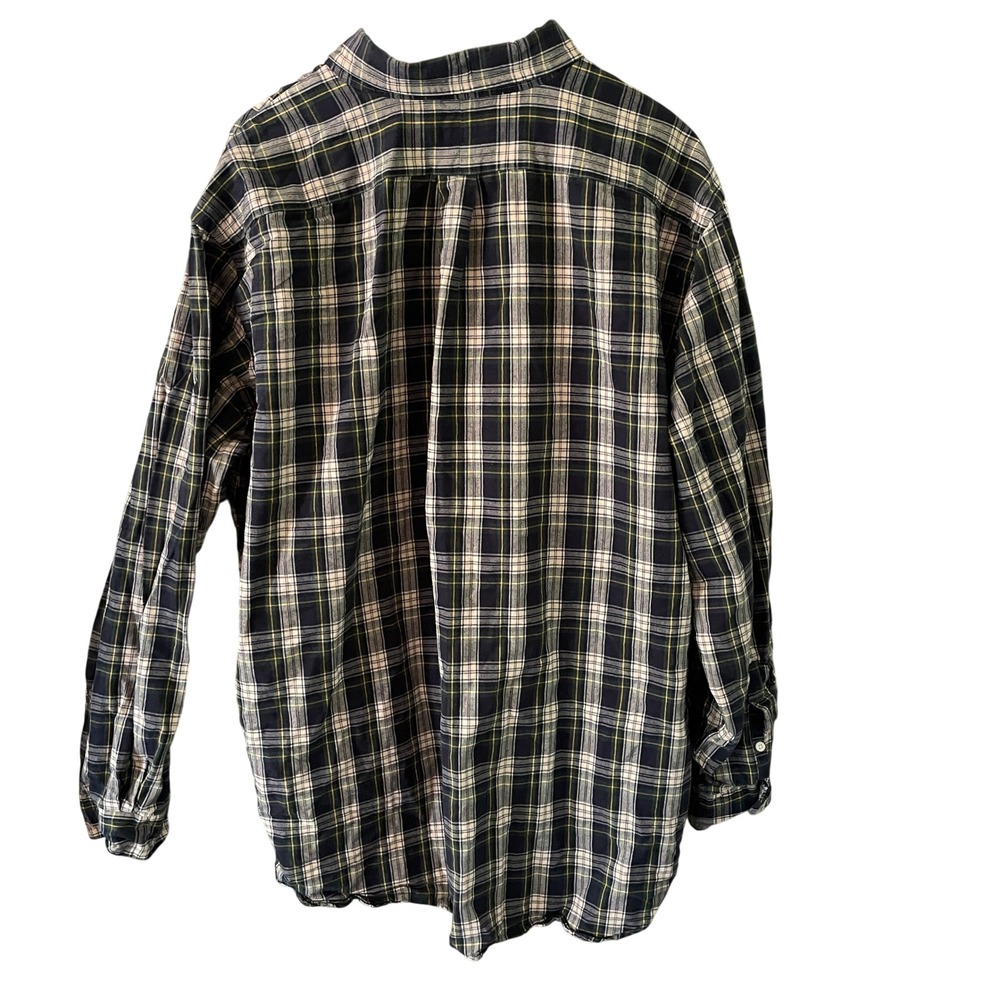 Polo Ralph Lauren Mens 2XB Big & Tall Plaid Button Down Shirt Navy Green Cotton - Picture 5 of 12